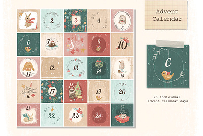 Advent calendar 2021 advent calendar animals calendar christmas christmas card christmas template cozy cute illustration merry xmas vintage vintage illustration winter