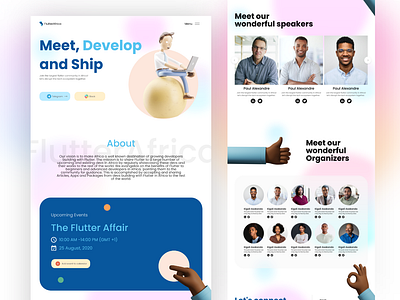 Flutter Africa - Flutter developer community in africa adobe xd clean design flutter glass morphism gradient interface purple ui uiux ux web web design website