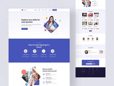 Educo - E Learning Landing Page 2022 clean clean ui course creative design education education landing elearning landing page landing page design learning minimal online class online course study trendy typography uiux