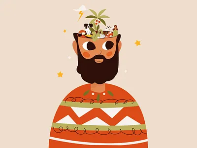 Man thinking about different things animation art design flat flat illustration flatdesign illustration illustrator minimal vector