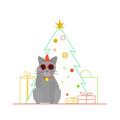 Merry Christmas 2020 cat christmas illustration lucky cat