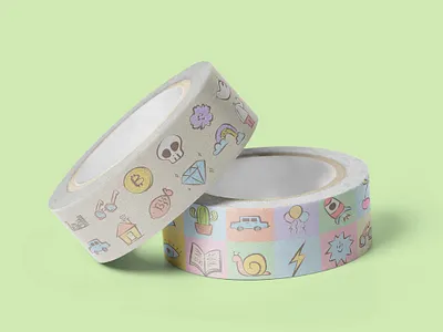 Cute Doodle Icons | Washi Tape Mockup blank space collection copy space customized cute design digital art graphic graphic design illustration mockup psd psd mockup stationary sticker tape tape mockup tape roll vector washi tape mockup