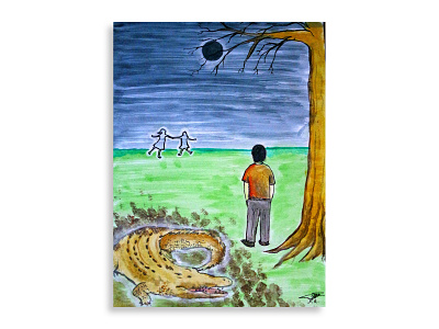 Crocodile Eclipse artwork crocodile eclipse fine art illustration watercolor