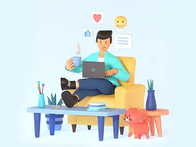 Social Media Illustration 3d character 3dillustration blender blender3d character illustrations illustration render social media