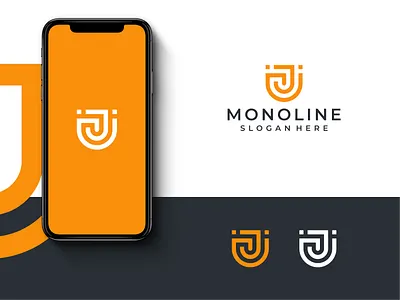 Monoline Logo Design Template app branding design geometric graphic icon illustration inspiration internet j letter logo logo modern monogram monoline monolinear orange simplicity tech design u letter logo vector