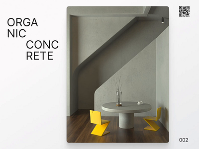 Organic Concrete 3d 3d art 3d modeling c4d chairs cinema4d concrete grey interior minimalist octane octanerender render solid table yellow