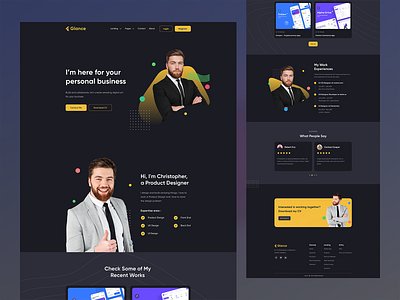 Glance - Portfolio Landing Page 2022 agency clean clean ui creative design landing page design minimal personal portfolio portfolio landing page portfolio page portfolio site portfolio template portfolio website style guide trendy typography uiux