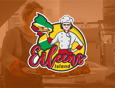 Eileens Island cake chef design designer drink flag guyana food girl guyana island illustration logo mascot restaurant vector woman