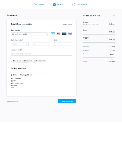 Checkout page design ui