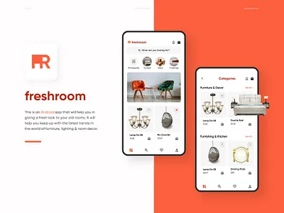 Freshroom Furniture App (Android App) android app appdesign appdesigner design figma furniture furniture app furniture design ui uiux uiuxdesign
