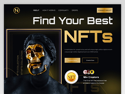 Website design: NFT Landing Page 3d 3d animation buy cpdesign creativepeoples cryptoart cryptocurrency dark mode landing page landingpage nft nft art nft landing page nft market place nfts purchase token trending web web design