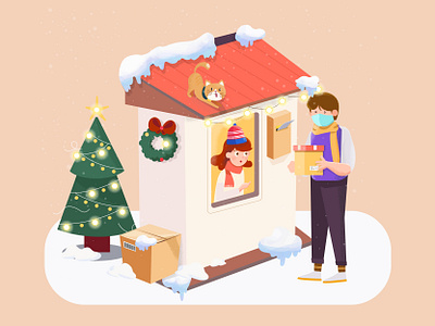 Warm Winter cat christmas christmas illustration christmas tree gift shipper snow winter winter illustration winter is coming