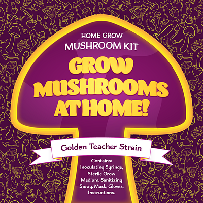 Mushroom Grow Kit Packaging adobe illustrator canada graphic design magic mushrooms mushrooms package design pattern making patterns vectors