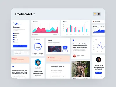 FREE Deca UI Kit 🥳 colorful craftwork decal design free freebie illustrations landing launch ph release ui ux vector web website