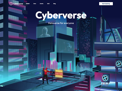 Cyberverse Web Landing Page With Illustrations&Animations 2d city crypto crypto landing page crypto web design game game art illustration karakaya metacity metaverse metaverse illustration metaverse landing page metaverse webpage motion graphics product ui ux web