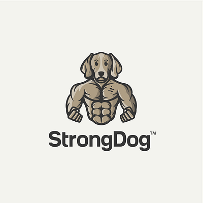 StrongDog animal branding character design dog dog illustration dog logo dogs gym logo muscles strong