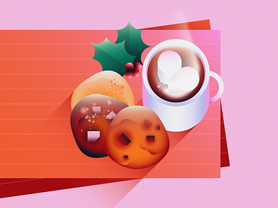 Hot chocolate 2d chocolate christmas cookie cooking design flat food holidays holly hot chocolate hot cocoa illustration marshmallow minimal snickerdoodle snow sugar cookie vector winter
