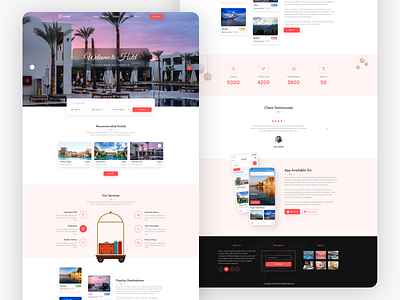 Hotel Website Design app design app web design design flat design hotel app hotel landing page hotel website design icon illustration image editing landing page design trending uiux website
