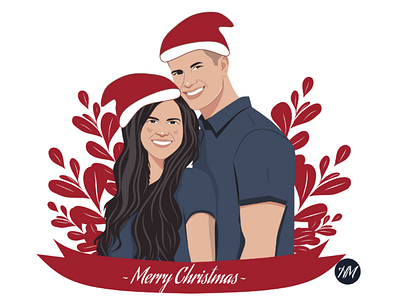 Cute Couple Portrait Illustration card caricature cartoon coupleillustration digitalart drawing familyillustration gift illustration merrychristmas poster print sketch vectorartwork weddinginvitation