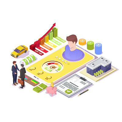 credit scoring v2 concept design illustration isometric ui ux vector web