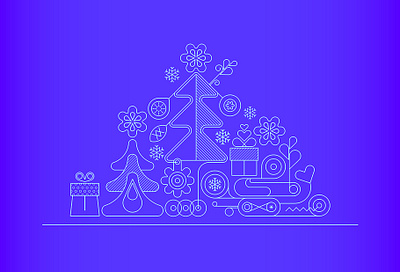 Christmas line art blue christmas christmas tree gift box graphic holidays illustraion line art linear linework new year snowflake vector vector art vector artwork xmas