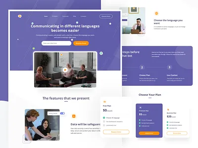 Website Chat Bot Exploration chatbot chatting clean color elements features landingpage pricing steps testimonial uidesign website website design whitespace