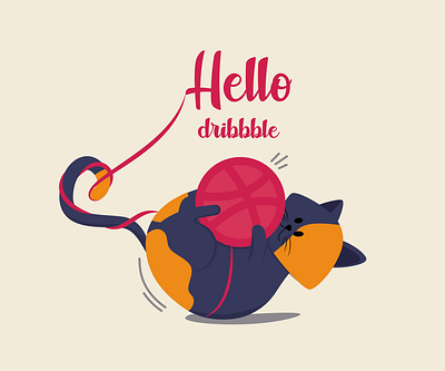 Hello adobe illustrator cat firstshot illustration minimal vector