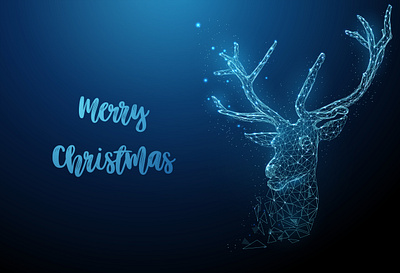 Merry Christmas 2021 abstract blue christmas deer digital future futuristic gift low magic merry christmas neon new poly polygonal santa santa claus wireframe year