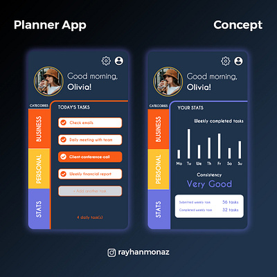 Daily Planner App Concept app design mobile ui ux