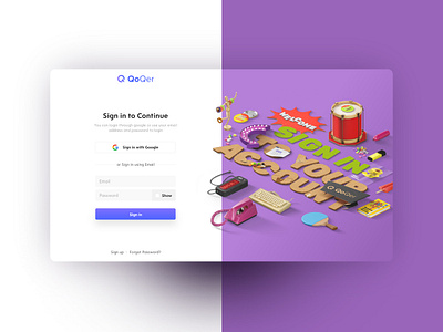 Web Design QoQer Login banner banner design design ui ui design ux web design website website design