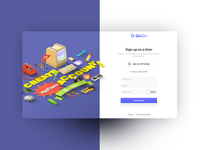 Web Design QoQer Signup banner banner design branding design ui ui design ux web design website website design