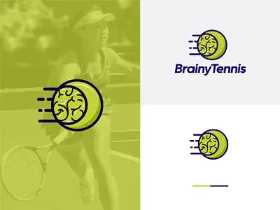 BrainyTennis brain branding creative design icon logo minimal minimalist symbol tennis typography vector