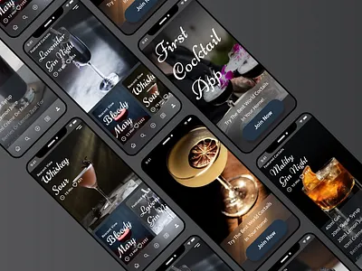 First cocktail app Christmas edition! app app design apple application branding cocktail app design drinks figma flat hire illustration minimal ui uidesign uiux uiux design uiux designer uiuxdesign web
