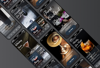 First cocktail app Christmas edition! app app design apple application branding cocktail app design drinks figma flat hire illustration minimal ui uidesign uiux uiux design uiux designer uiuxdesign web