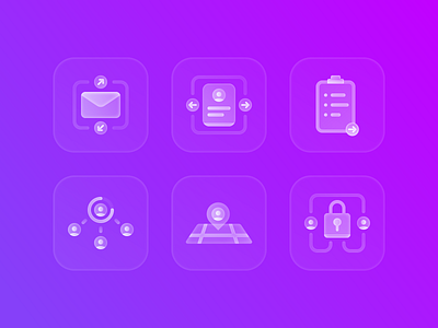 Glass Illustrations 2 2d glass glassmorphic glassmorphism glossy gradient icon illustration line monochrome outline purple ui