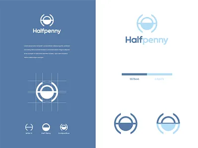 Halfpenny branding clean clever coin composition creative design grid half icon logo minimal minimalist penny symbol typography vector