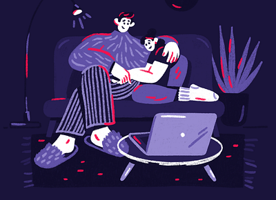 Movie time, shot 1 character character design film holidays home illustration inc.russia interior ivi love magazine night online procreate show sketch stayhome tv video