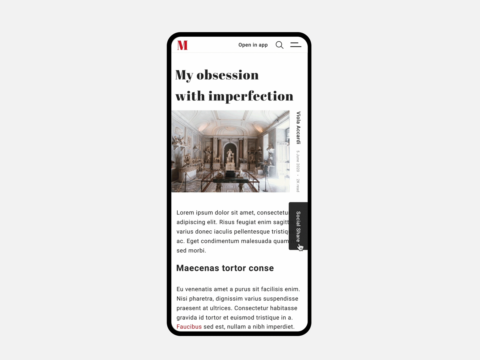 Social Share animated button blog design daily ui dailyui dailyui10 dailyuichallenge design editorial design figma interaction design minimalist mobile mobile blog mobile ui mobiledesign mobileweb news onlinemagazine share button uxui