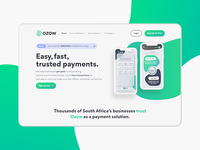 Introducing the all new Ozow Public Site design fintech instant eft landing page mobile mobile app payments product design ui user experience user interface ux website website design
