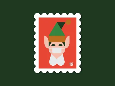 A Public Elf Announcement christmas elf festive geometry graphic design health illustration mask stamp