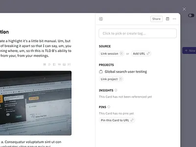 Note Dialog - Side Panel design dialog document editor editor figma inline actions minimal modal pane product design saas side panel text editor ui web