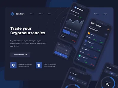 Crypto 2d animation ae blockchain concept crypto figma landing mobile motion trading ui ui design uiux ux