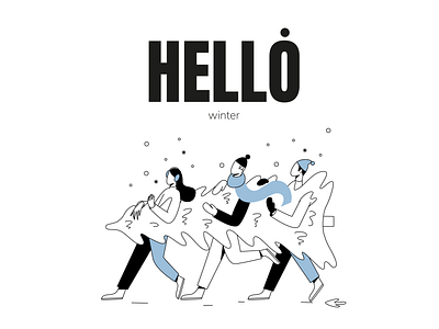 Hello winter character design christmas card illustration lineart minimalism vector vectorart vectorartist