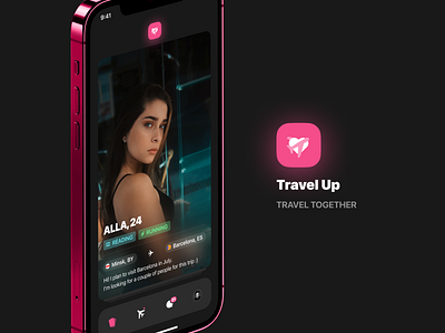 Travel Up – Travel Together app branding dating app design icon logo minimal mobile app mobile ui typography ui vector