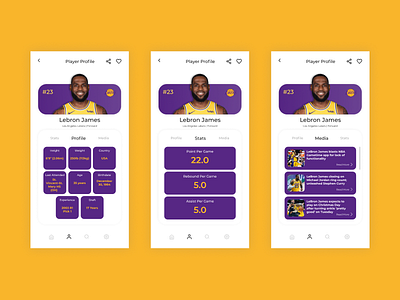 DailyUI 006 app daily 100 challenge daily ui dailyui dailyuichallenge dailyuı6 design lakers lebron lebron james mobile mobile app nba player player profile profile ui