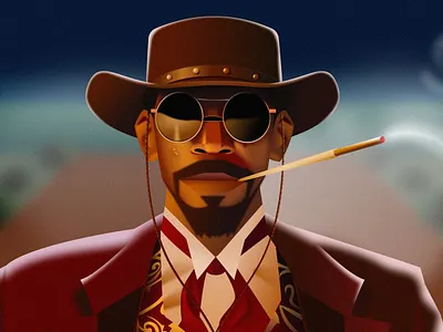 Django 2d character illustration vector