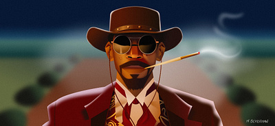 Django 2d character illustration vector