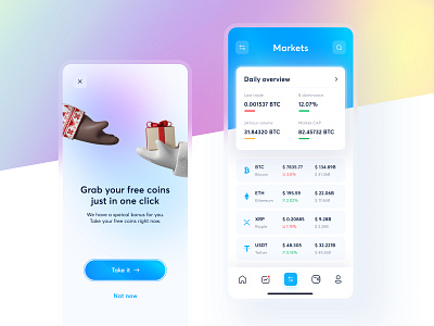Crypto Market IOS App app christmas clean concept crypto exchange crypto wallet cryptocurrency gift onboarding popup