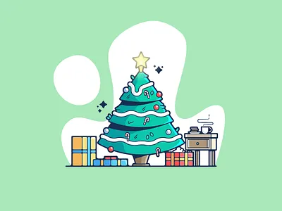 christmas tree adobe art cartoon christmas clean color creative designer dribbble flat graphic graphic design holiday illustration illustrator modern portfolio shot simple