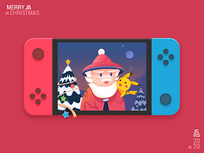 Pikachu and Santa Claus illustration